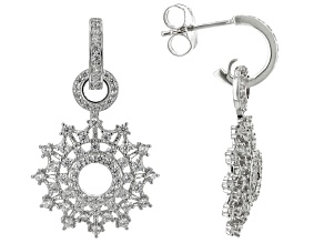 White Cubic Zirconia Rhodium Over Sterling Silver Snowflake Earrings 3.05ctw