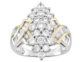 White Cubic Zirconia Sterling Silver & 18k Yellow Gold Over Sterling Silver Ring With Wraps 4.08ctw