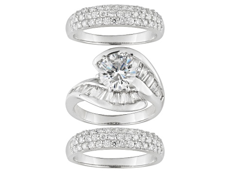 Bella Luce ® 7.31ctw Rhodium Over Sterling Silver Ring With Bands (5.93ctw DEW)