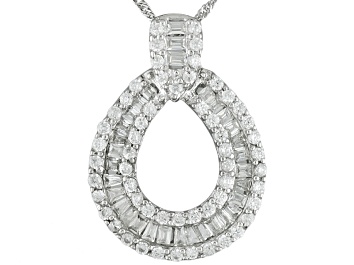 Picture of White Cubic Zirconia Rhodium Over Sterling Silver Pendant With Chain 1.61ctw