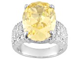 Yellow And White Cubic Zirconia Rhodium Over Sterling Silver Ring 21.90ctw