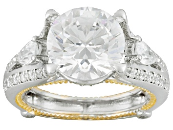 Picture of White Cubic Zirconia Rhodium Over & 18k Yellow Gold Over Sterling Silver Ring 7.37ctw