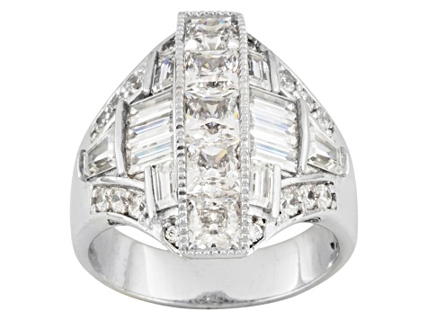 White Cubic Zirconia Sterling Silver Ring 5.43ctw