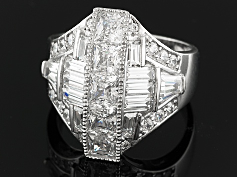 White Cubic Zirconia Sterling Silver Ring 5.43ctw