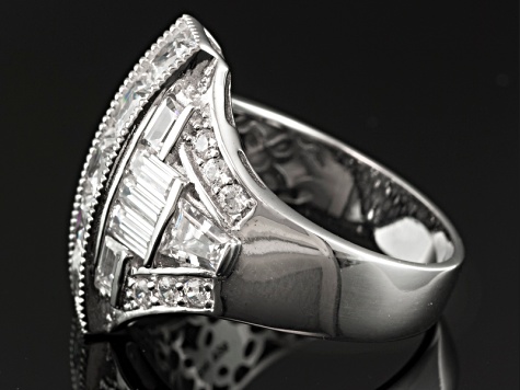 White Cubic Zirconia Sterling Silver Ring 5.43ctw