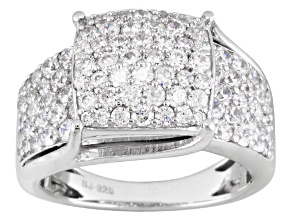 Cubic Zirconia Rhodium Over Sterling Silver Ring 4.10ctw (1.94ctw DEW)