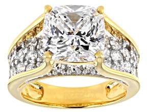 Cubic Zirconia Rhodium & 18k Yellow Gold Over Silver Ring 9.91ctw