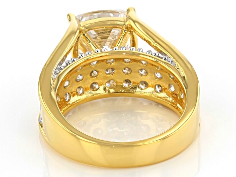 Cubic Zirconia Rhodium & 18k Yellow Gold Over Silver Ring 9.91ctw