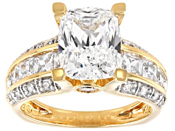 Picture of Cubic Zirconia 18k Yellow Gold Over Silver Ring 7.77ctw