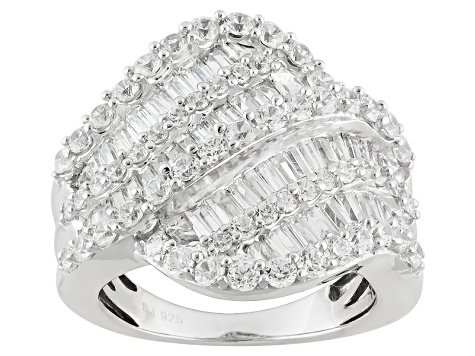 Cubic Zirconia Rhodium Over Sterling Silver Ring 4.65ctw