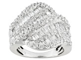 Cubic Zirconia Rhodium Over Sterling Silver Ring 4.65ctw