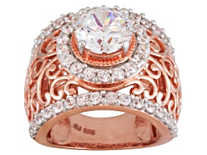 Cubic Zirconia 18k Rose Gold Over Silver Ring 5.96ctw
