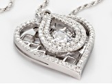 Cubic Zirconia Silver Heart Dancing Pendant With Chain 2.70ctw