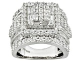 Cubic Zirconia Rhodium Over Sterling Silver Ring 5.75ctw