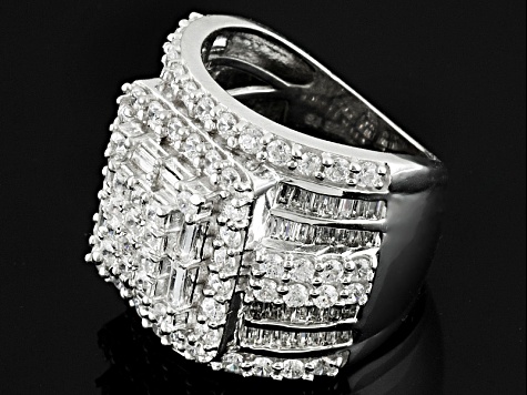 Cubic Zirconia Rhodium Over Sterling Silver Ring 5.75ctw