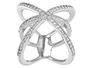 Cubic Zirconia Rhodium Over Sterling Silver Ring .98ctw