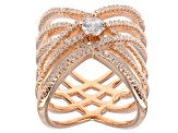 Cubic Zirconia Ring 18k Rose Gold Over Silver 1.94ctw
