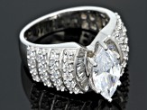 Cubic Zirconia Rhodium Over Sterling Silver Ring 5.05ctw