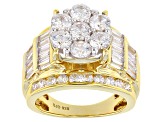 Cubic Zirconia 18k yellow gold over sterling Silver Ring 7.10ctw
