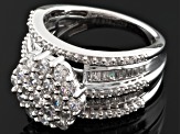 Cubic Zirconia Rhodium Over Sterling Silver Ring 4.62ctw