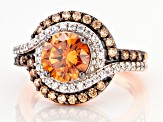 Brown And White Cubic Zirconia 18k Rose Gold Over Silver Ring 4.55ctw