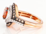 Brown And White Cubic Zirconia 18k Rose Gold Over Silver Ring 4.55ctw