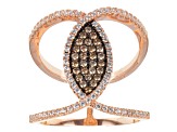 Brown And White Cubic Zirconia 18k Rose Gold Over Silver Ring 1.09ctw