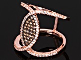 Brown And White Cubic Zirconia 18k Rose Gold Over Silver Ring 1.09ctw