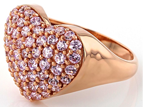 Pink Cubic Zirconia 18k Rose Gold Over Sterling Silver Heart Ring 3.13ctw