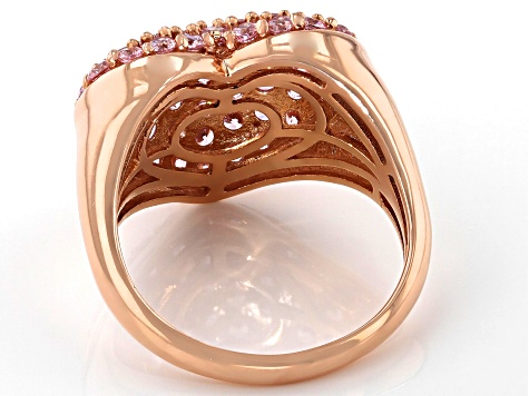 Pink Cubic Zirconia 18k Rose Gold Over Sterling Silver Heart Ring 3.13ctw