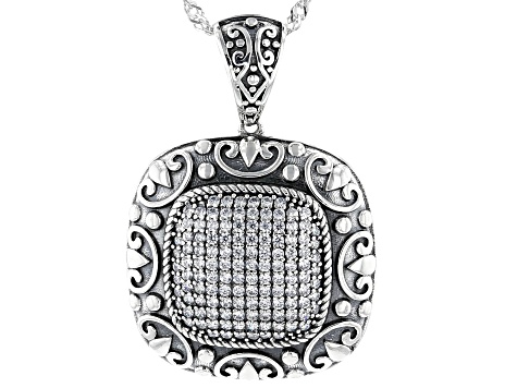 White Cubic Zirconia Rhodium Over Sterling Silver Pendant With Chain 1.13ctw