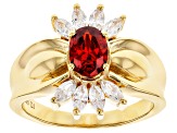 Red and White Cubic Zirconia 18k Yellow Gold Over Sterling Silver Ring 2.24ctw