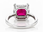Lab Created Ruby and White Cubic Zirconia Rhodium Over Sterling Silver Ring 3.86ctw