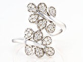 White Cubic Zirconia Rhodium Over Sterling Silver Leaf Ring 0.75ctw