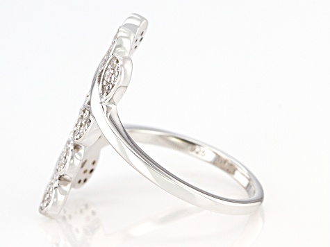 White Cubic Zirconia Rhodium Over Sterling Silver Leaf Ring 0.75ctw