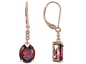 Red and White Cubic Zirconia 18k Rose Gold Over Sterling Silver Dangle Earrings 8.50ctw
