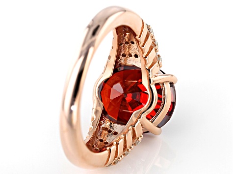 Red and White Cubic Zirconia 18k Rose Gold Over Sterling Silver Ring 8.79ctw