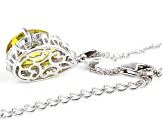 Lab Created Yellow Sapphire and White Cubic Zirconia Rhodium Over Silver Pendant With Chain 8.29ctw