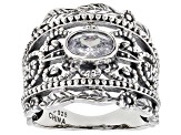 White Cubic Zirconia Rhodium Over Sterling Silver Ring 1.24ctw