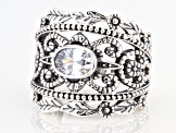 White Cubic Zirconia Rhodium Over Sterling Silver Ring 1.24ctw