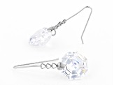 White Cubic Zirconia Rhodium Over Sterling Silver Solitaire Dangle Earrings 30.66ctw