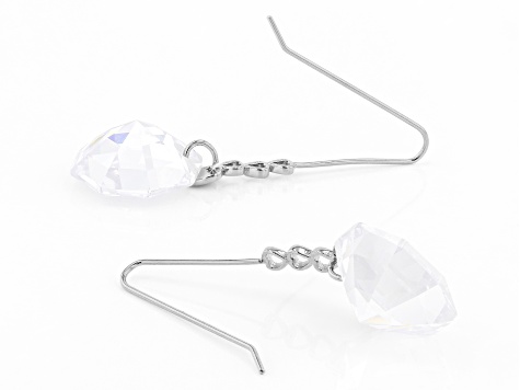 White Cubic Zirconia Rhodium Over Sterling Silver Solitaire Dangle Earrings 30.66ctw