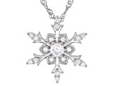 White Cubic Zirconia Rhodium Over Sterling Silver Snowflake Pendant With Chain 0.90ctw