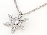 White Cubic Zirconia Rhodium Over Sterling Silver Snowflake Pendant With Chain 0.90ctw