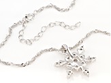 White Cubic Zirconia Rhodium Over Sterling Silver Snowflake Pendant With Chain 0.90ctw