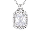 White Cubic Zirconia Rhodium Over Sterling Silver Pendant With Chain 6.39ctw