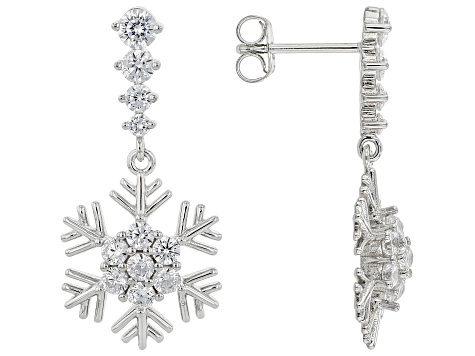 Sterling Silver Jewelry Button Earrings 16 mm 16 mm CZ Snowflake Post Earrings 