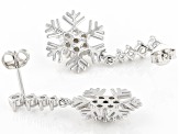 White Cubic Zirconia Rhodium Over Sterling Silver Dangle Snowflake Earrings 3.08ctw