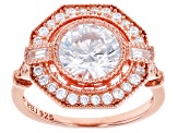 White Cubic Zirconia 18k Rose Gold Over Sterling Silver Ring 4.10ctw