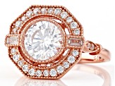 White Cubic Zirconia 18k Rose Gold Over Sterling Silver Ring 4.10ctw